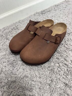 Birkenstock Brown Leather Clog with Buckle